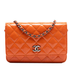 Pre-Loved Chanel Paris Dallas CC Quilted Patent Goatskin Wallet on Chain